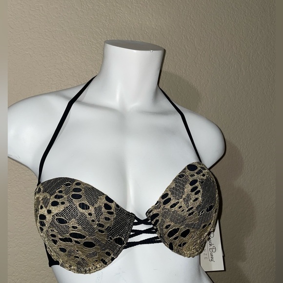 Beach Bunny Bikini Top Take Me There Bikini BB Bikini Gold Lace Bikini NEW - Picture 10 of 16